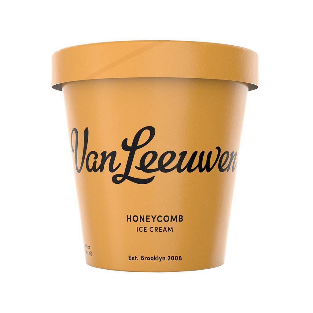 Van Leeuwen Ice Cream Honeycomb · By Van Leeuwen. Nothing makes us happier than this Honeycomb Ice Cream by Van Leeuwen Ice Cream. Despite being called honeycomb, it's not made from any honey at all. It’s made with housemade caramel candy. That all might seem confusing until you realize that ice cream is also made without ice. Your whole life has been a lie. Contains tree nuts, dairy, and eggs. We cannot make substitutions.