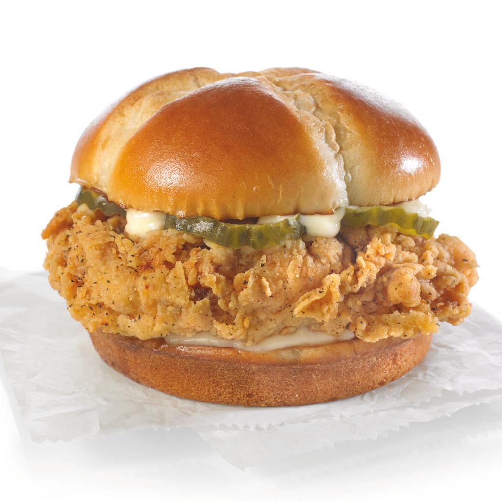 Chicken Sandwich Only · We crafted a sandwich using our legendary hand-battered chicken filet placed between a honey-butter brushed and toasted brioche bun. Add your choice of mayo or spicy mayo to give it a kick and some crunchy pickles for a taste only Church's® can deliver. Church's.® Bringin' That Down Home Flavor.®