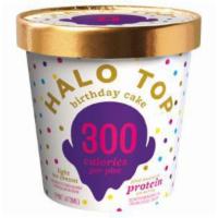Halo Top Birthday Cake · Birthday cake light ice cream with rainbow sprinkles. 16 oz.
