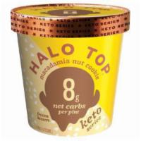 Halo Top KETO White Chocolate Macadamia · Creamy vanilla-flavored low fat ice cream mixed with macadamia nuts.  KETO Friendly: 19 gram...