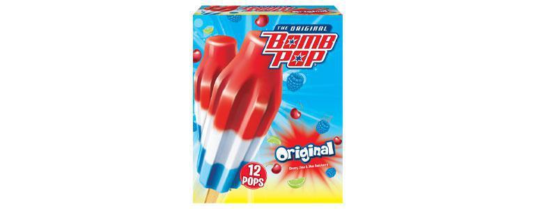 Bomb Pop Original · Three iconic flavors (cherry, lime, blue raspberry) in one frozen pop. 12 Count. 