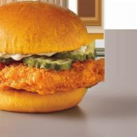Chicken Slinger · A Crispy Chicken Fillet on a Brioche Roll with Mayo and Pickles