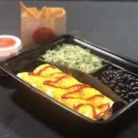 Mexican Hot Box · Each box includes your choice of entree, served with cilantro rice, black beans, salsa, sour...