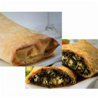 Spanakopita · This Greek Savory Pastry is a classic blend of fresh chopped spinach and feta cheese  wrappe...
