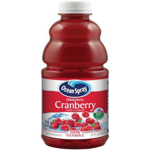 Ocean Spray Cranberry Cocktail 32oz · It's 100% juice made with the crisp, clean taste of real cranberries straight from the bog