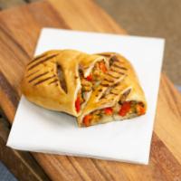 Sausage Calzone · Sausage, red pepper, onions and mozzarella.