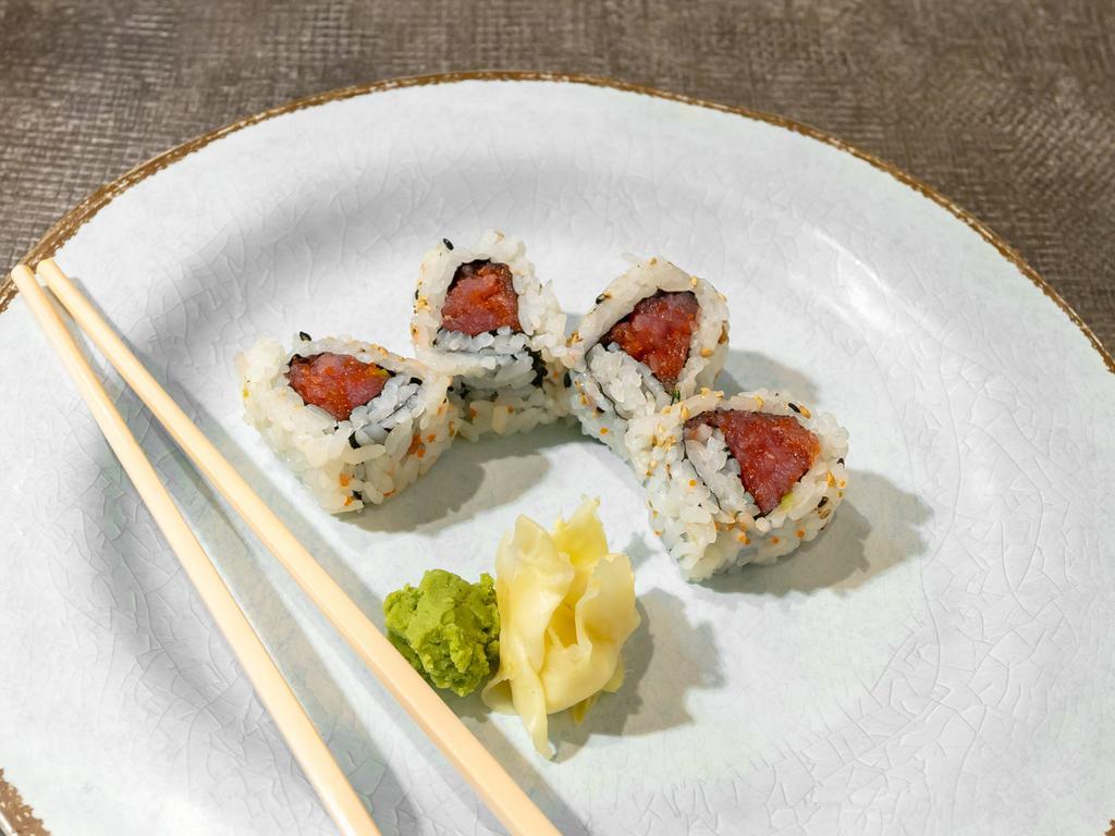 Spicy Tuna Roll · Spicy tuna, scallion, masago.