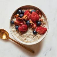 Oatmeal & Cereal|Overnight Oats · Great breakfast option! Oats packed with yogurt, chia seeds, honey, strawberries, blueberrie...