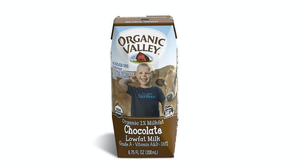 Organic Valley Chocolate Lowfat Milk · Absolutely NO antibiotics, synthetic hormones, toxic pesticides or GMO anything. 130 Calories 