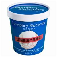 Humphry Slocombe Strawberry Blondie · Strawberry ice cream with white chocolate blondies. Contains gluten, dairy, and eggs. We can...