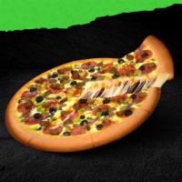 Supreme Stuffed Crust Pizza · Pepperoni, mushrooms, green pepper, onion, sausage, beef, and black olives.