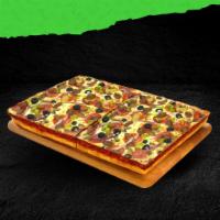 Deep Dish Supreme Pizza · Pepperoni, mushrooms, green pepper, onions, sausage, beef, black olives.