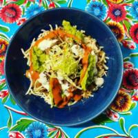 Suavecito Burrito Bowl  · Red Rice, Choice of Beans, Salsa & Protein
gf
