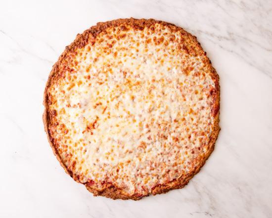 Vegan Cheese Pizza · GF, vegan cauliflower crust with vegan mozzarella cheese and made-from-scratch tomato sauce.