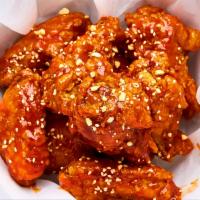 12pc Hell's Gate Chicken Wings · Fried Chicken Wings with Yang Nyeom (sweet & spicy) Sauce -Korean Style

 Spicy Level 7, You...
