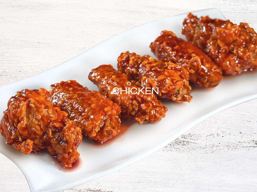 6pc Hell's Gate Chicken Wings · Fried Chicken Wings with Yang Nyeom (sweet & spicy) Sauce -Korean Style

 Spicy Level 7, You can enjoy spicy and taste  