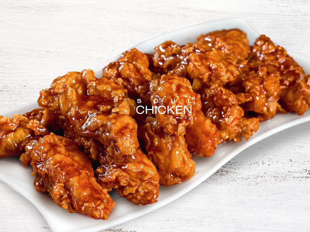 14pc Hell's Gate Boneless Chicken · Fried Boneless Chicken with Yang Nyeom (sweet & spicy) -Korean Style 

Spicy - Spicy level 7

*We are using chicken Thigh