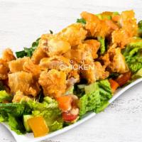 Chicken Salad · Crispy fried chicken over greens. Served with honey mustard sauce.