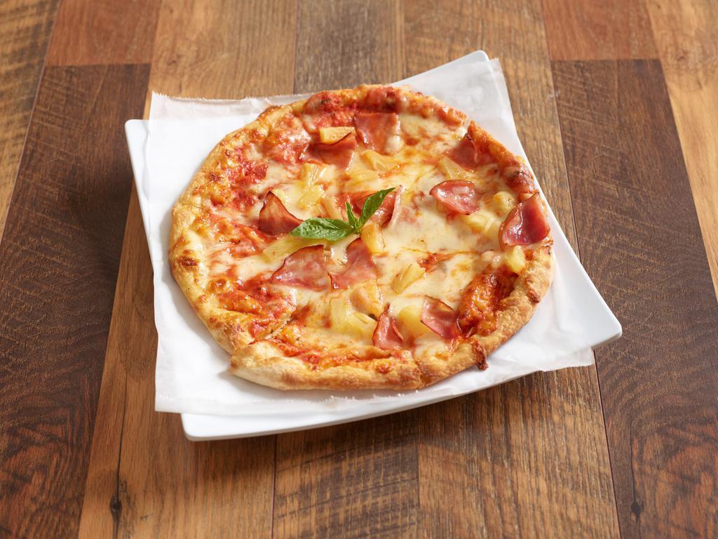 Hawaiian Pizza · Mozzarella, marinara, Canadian bacon and pineapple.