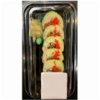 Protein Roll · Inside: tuna, salmon, ebi shrimp, crab, avocacdo
Outside: Cucumber, spicy ponzu