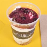 Afternoon Delight Parfait · Greek yogurt, vanilla almond granola, dark chocolate chunks and house berry compote.