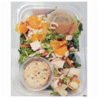 Asian Zing Salad · Organic Romaine, Organic Carrots, Organic Mandarin, Green Onion, Almonds, ABF Chicken, with ...