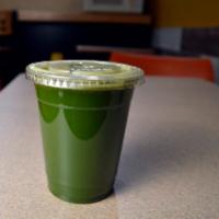 Green Machine Juice · Cucumber, kale, celery, green pepper, parsley, spinach and celery. Vegan friendly.