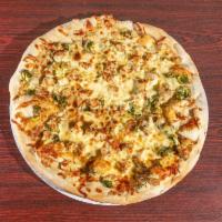 Brazilian Flavor Gourmet Pizza · Alfredo sauce, grill chicken, bacon, tomato, broccoli.