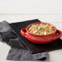 Hot Open Acres Chicken Noodle Soup · Tender cuts of white chicken paired with thick egg noodles, carrots, onions and celery in a ...