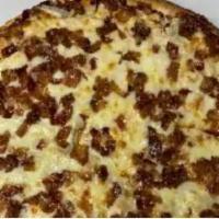 Southwest BBQ Chicken Pizza · Chicken breast, bacon, onions, and BBQ sauce.