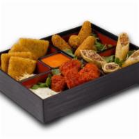 Appetizer Sampler Bento Box · Perfect for sharing! This dish comes with an assortment of our most popular appetizers inclu...