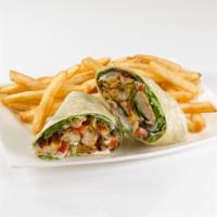 Chicken Bacon Ranch Wrap · Grilled chicken, crispy bacon and Cheddar Jack cheese, lettuce, diced tomato and a creamy ra...