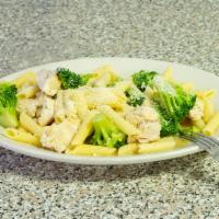 Chicken Ziti and Broccoli · Chicken tenderloins sauteed with just a hint of garlic, chicken stock and butter then tossed...