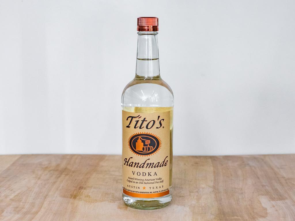 Tito's, 750 ml. Vodka · Must be 21 to purchase. 40.0% alcohol by volume.  