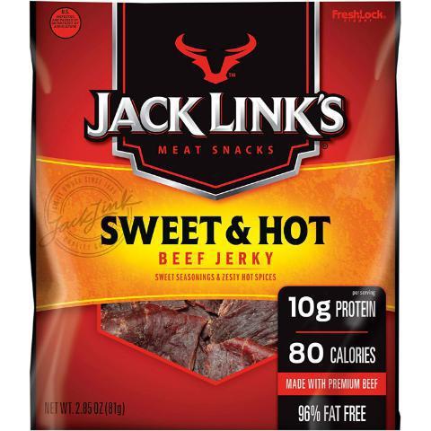 Jack Links Sweet N Hot Beef Jerky 3.25oz · Pairing of savory jerky with sweet seasonings and zesty hot spices.