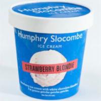 Strawberry Blondie Ice Cream · Strawberry ice cream with house-made white chocolate blondies. 