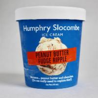 Peanut Butter Fudge Ripple Ice Cream · Creamy peanut butter ice cream marbled with our house-made fudge. So good.