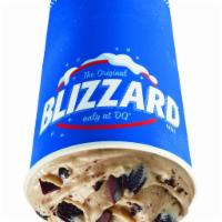 Oreo Mocha Fudge Blizzard Treat · Oreo cookie pieces, coffee and choco chunks blended with creamy DQ vanilla soft serve blende...