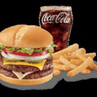 1/2 lb. Cheese GrillBurger™ Combo  · Two 100% beef burger equaling over 1/2 lb topped with melted cheese, thick-cut tomato, crisp...