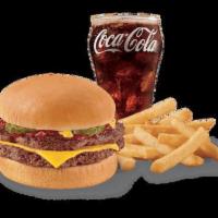 Original 1/3 lb. Double with Cheese Burger Combo · Two 100% beef burger equaling over 1/3 lb. topped with melted cheese, pickles, ketchup and m...