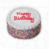 Birthday Cake · Sweet Cream Ice Cream layered with Devil's Food Chocolate Cake covered in white frosting and...