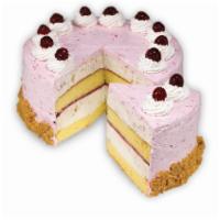 A Cheesecake Named Desire Ice Cream Cake · Layers of yellow cake, raspberry sauce and cheesecake ice cream with graham cracker pie crus...