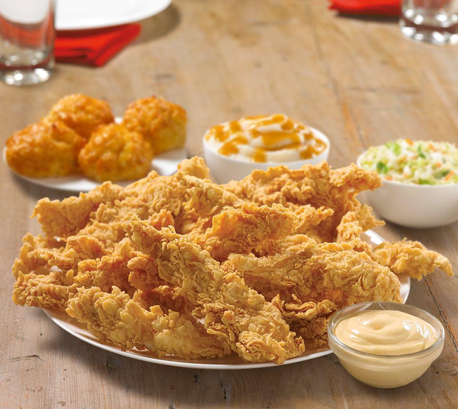 16 Piece Texas Tenders™ Meal · 16 Texas Tenders™, our new recipe of our handcrafted classic marinated in buttermilk, perfectly seasoned, served with your choice of any 2 large sides and 4 scratch made Honey-Butter Biscuits™ 