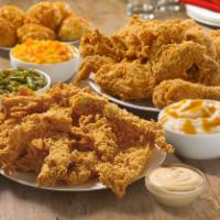 9 Piece Mixed Chicken and 12 Tender Strips Meal · Eighteen pieces of Mixed Chicken with three large sides, six Honey-Butter Biscuits, and a ga...