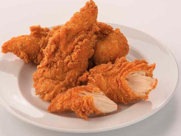 12 Pieces Chicken Tenders with 3 Sauces · Hand breaded chicken tender with your choice of sauce.
Sauces available:  Ranch, Honey Mustard, BBQ, and Buffalo