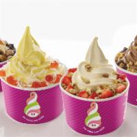 Family Quad Pack · Save over 15%! FOUR regular or large cups of froyo/sorbet plus 8 included toppings (i.e. 2 p...