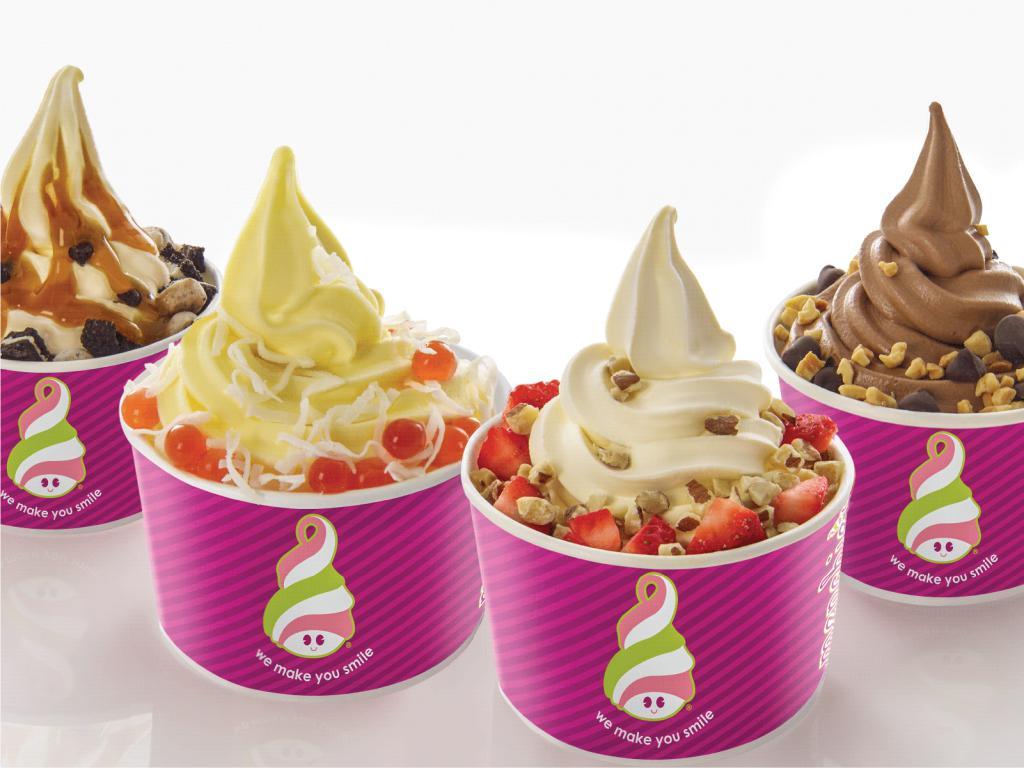 Family Quad Pack · Save over 15%! FOUR regular or large cups of froyo/sorbet plus 8 included toppings (i.e. 2 per cup). Extra toppings can be added from the Extra Toppings section.