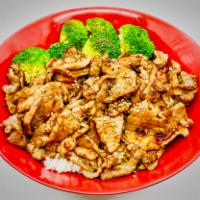 Teriyaki Beef Bowl · Beef, broccoli, and white rice.