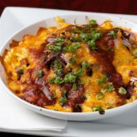The Rusty Mac · Salida Del Sol. Shredded BBQ beef, jalapenos, red onion, Rusty Truck BBQ sauce, cheese sauce...