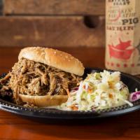 Pulled Pork Sandwich · 1 side included.